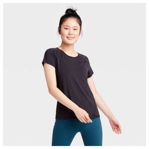 All In Motion Womens Black Short Sleeve Moisture Wicking Athletic Run T-Shirt L